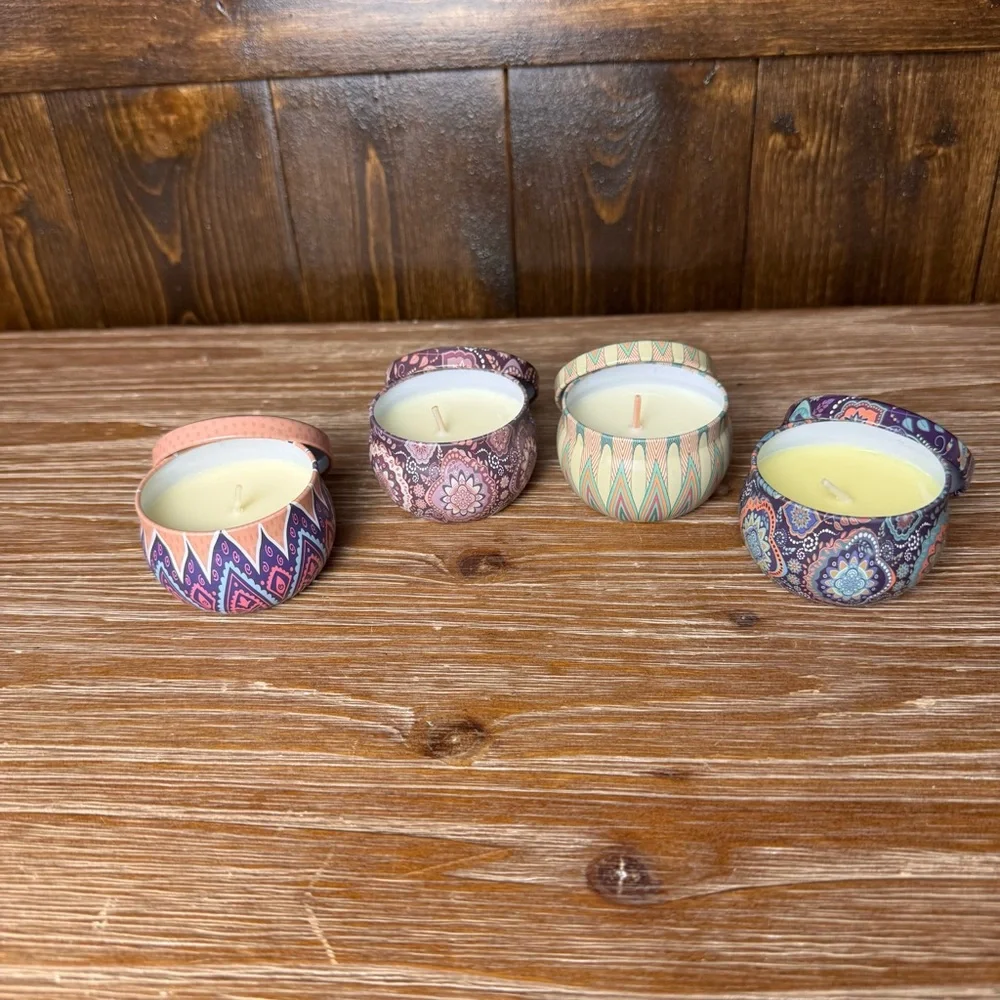 Set Of 4 Mini Candles Bergamot Lavender Sandalwood Jasmine Scented Candle Gift